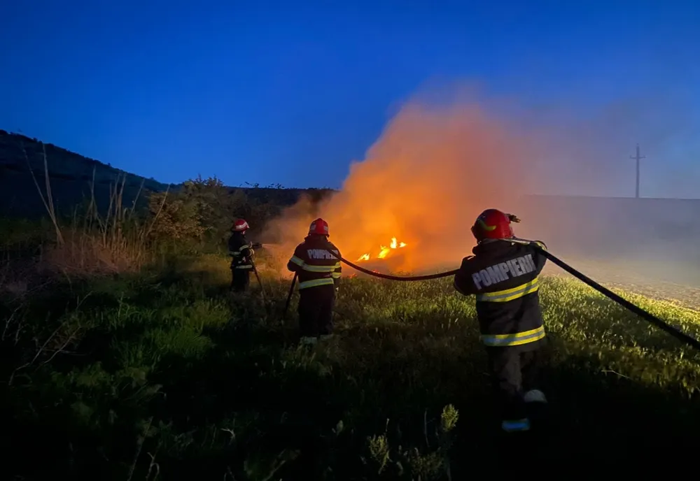 VIDEO  5 tone de gunoi de grajd și vegetație uscată în flăcări la Somova