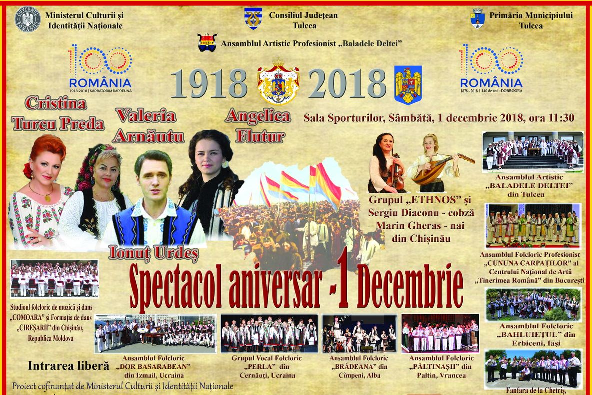 Spectacol aniversar de 1 Decembrie, la Sala Polivalentă