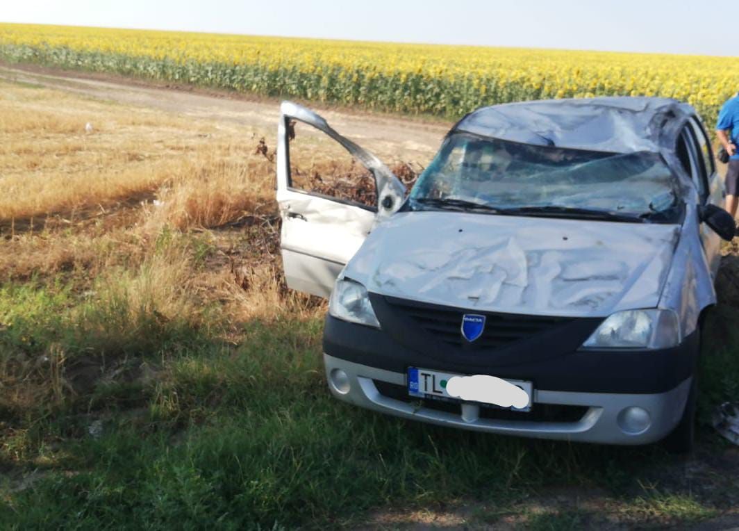 A evitat un câine, a ieşit cu maşina în decor şi s-a răsturnat