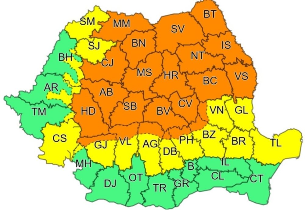 Cod Galben de averse și vijelii în județul Tulcea