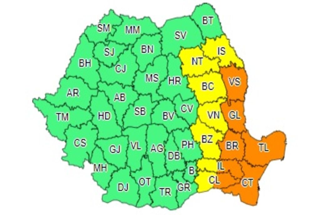 Cod Portocaliu de PLOI abundente pentru județele Constanța și Tulcea