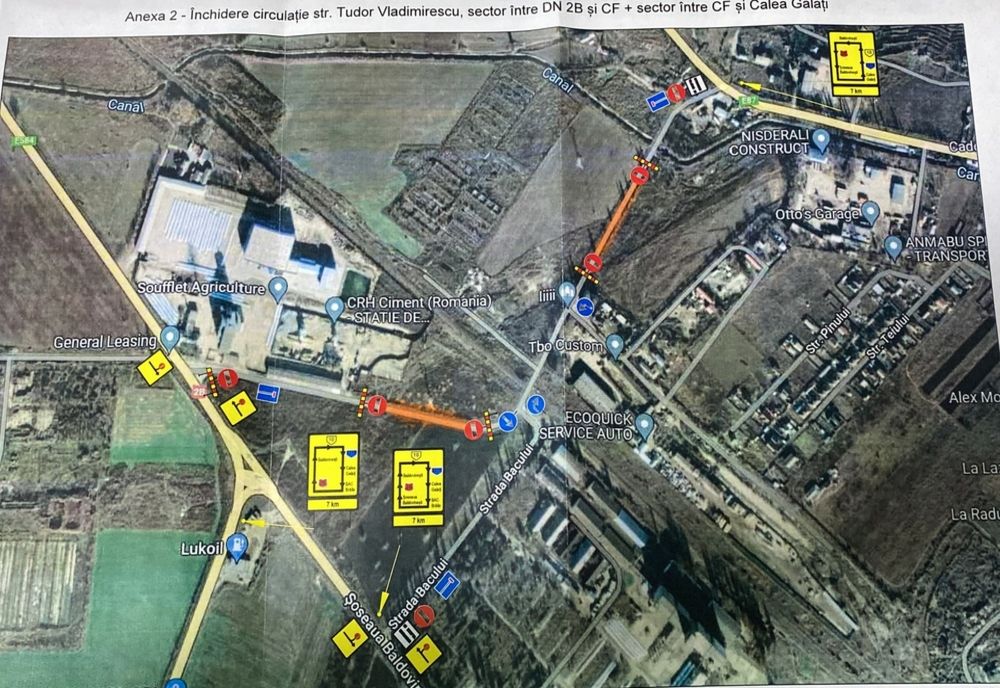 Restricții de circulație în zona lucrărilor la Podul suspendat peste Dunăre