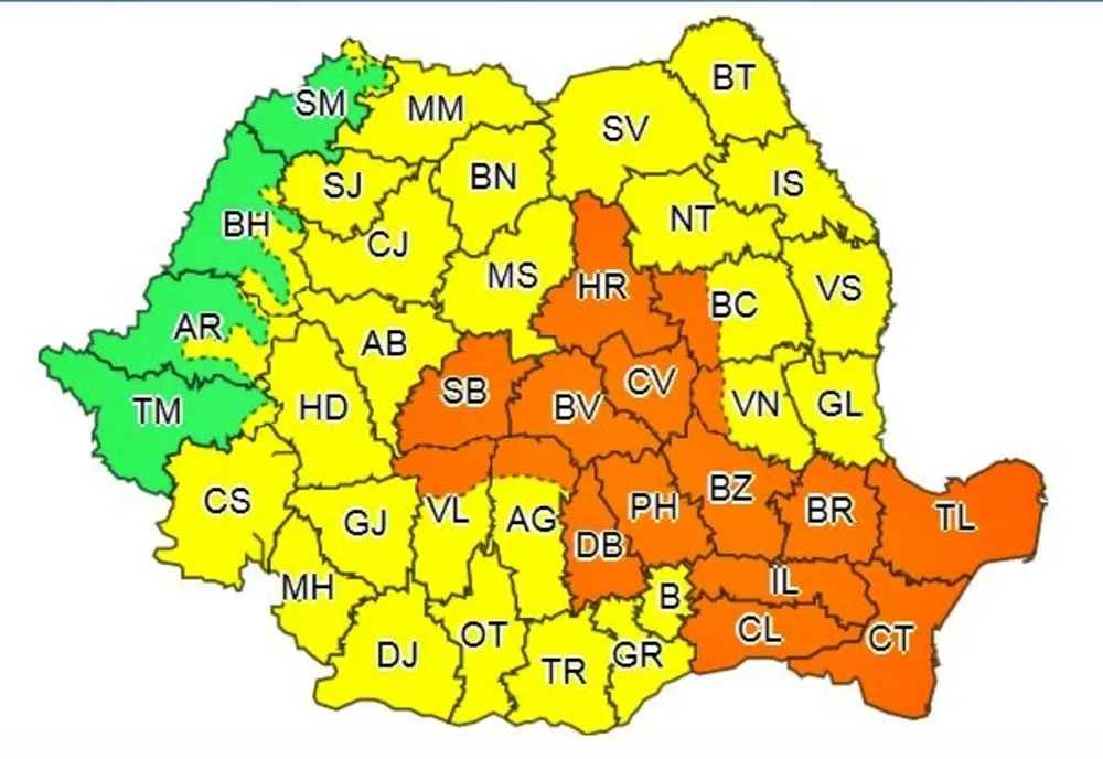 Avertizare ANM. Cod Portocaliu de furtuni cu vijelii și grindină