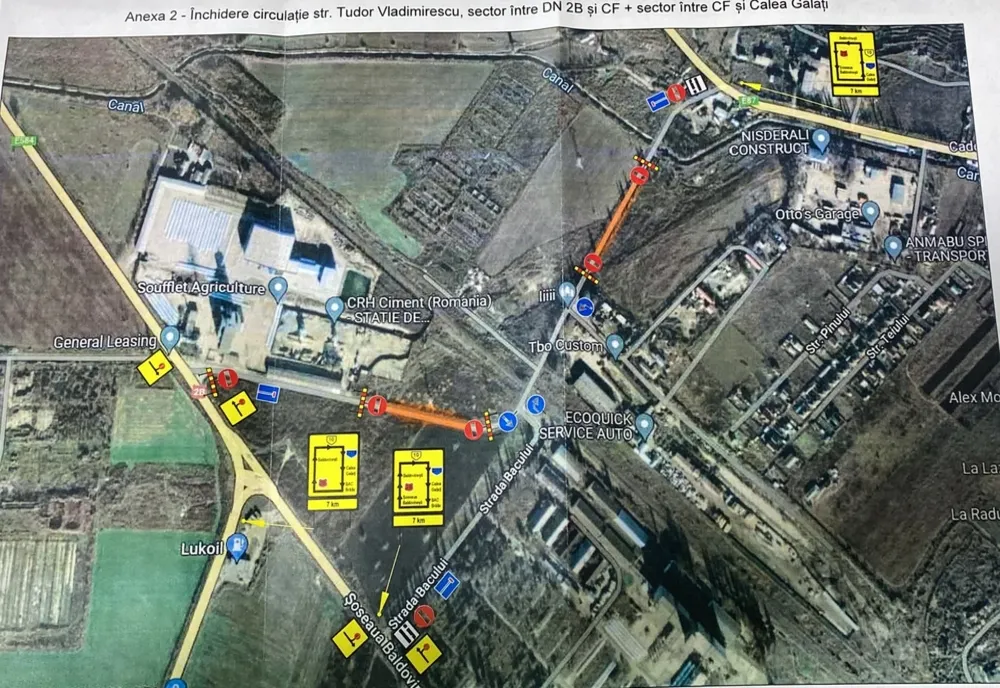 Restricții de circulație în zona lucrărilor la Podul suspendat peste Dunăre
