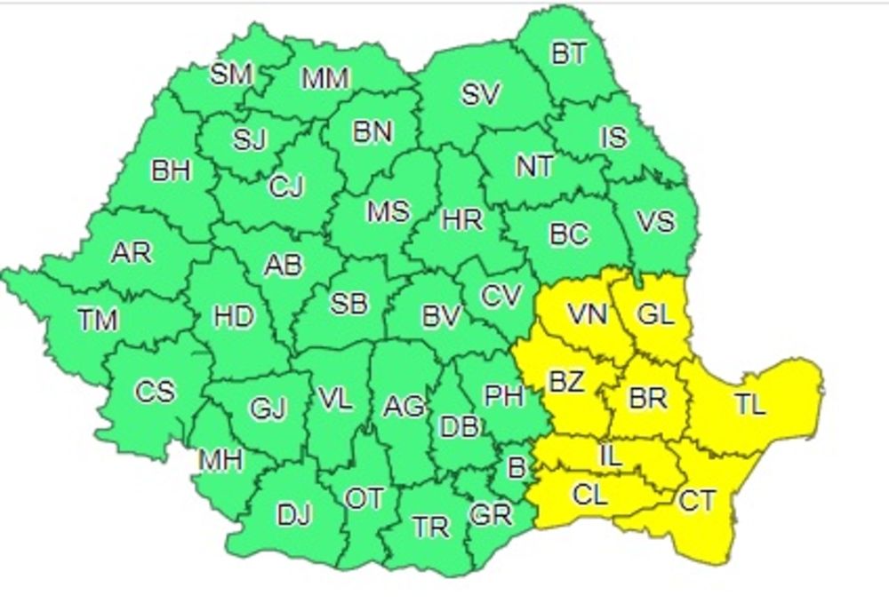 Cod galben de intensificări ale vântului şi ninsori viscolite