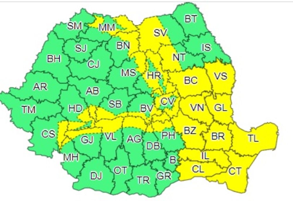 ANM a prelungit codul galben până luni seara