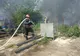 Incendiu la periferia municipiului în zona halelor industriale. Un bărbat a suferit arsuri la membrele superioare