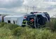 Accident pe DN22. Microbuz răsturnat
